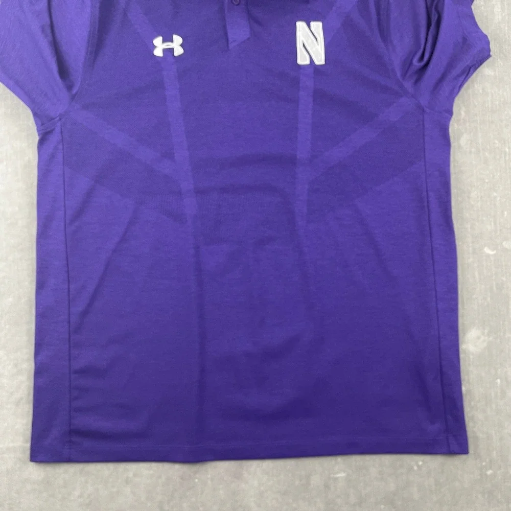 Northwestern Wildcats Under Armour Mens Large Purple Polo HeatGear Shirt